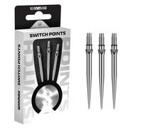 WINMAU - Switch Points - Carbon Steel Tip - Threaded Rapid-Change Mechanism - 1 Set per Pack - Smooth Silver Effect 30mm - Professional Darts Accessories