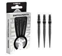 WINMAU - Switch Points - Carbon Steel Tip - Threaded Rapid-Change Mechanism - 1 Set per Pack - Wave Black Effect 26mm - Professional Darts Accessories