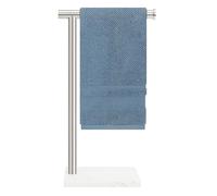 Winmien Standing Hand Towel Holder with Marble Base, 304 Stainless Steel Towel Rack, Countertop Stand Towel Ring for Bathroom (Brushed Nickel)
