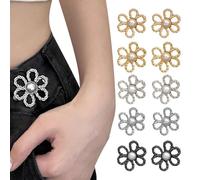 winmiya 10 Pcs Detachable Trouser Buttons Metal Replacement Flower Shape Button Tightener No Sew Button Pins Detachable Jean Clips Adjustable Jeans Tightener for Loose Jeans Pants Skirts Sleeves