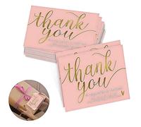 winmiya 100Pcs Thank You Business Cards Thank You Support Business Cards Thank You Notes Pink Thanks Greeting Cards for Retail Store Handmade Goods Gift Shop Package