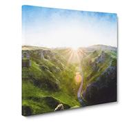 Winnats Pass Hope Valley Canvas Print | Gallery Wrapped 30mm Frame Wall Art | 14x14 inches | Ready to Hang | Abstract Landscape Picture | Living Room Bedroom Lounge Office