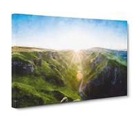 Winnats Pass Hope Valley Canvas Print | Gallery Wrapped 30mm Frame Wall Art | 30x20 inches | Ready to Hang | Abstract Landscape Picture | Living Room Bedroom Lounge Office