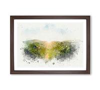 Winnats Pass Hope Valley in Abstract Framed Print | A2 Walnut Framed Wall Art | Ready to Hang | Abstract Landscape Picture | Living Room Bedroom Lounge Office