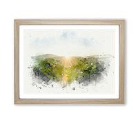 Winnats Pass Hope Valley In Abstract Modern Art Framed Print | A2 Oak Framed Wall Art | Ready to Hang | Abstract Landscape Picture | Living Room Bedroom Lounge Office