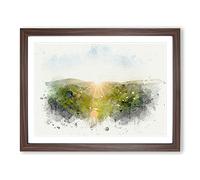 Winnats Pass Hope Valley In Abstract Modern Art Framed Print | A4 Walnut Framed Wall Art | Ready to Hang | Abstract Landscape Picture | Living Room Bedroom Lounge Office
