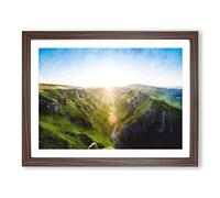 Winnats Pass Hope Valley Painting Modern Art Framed Print | A3 Walnut Framed Wall Art | Ready to Hang | Modern Landscape Picture | Living Room Bedroom Lounge Office