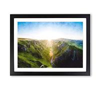 Winnats Pass Hope Valley Painting Modern Art Framed Print | A4 Black Framed Wall Art | Ready to Hang | Modern Landscape Picture | Living Room Bedroom Lounge Office