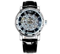 Winner Black Golden Retro Mechanical Watch Luminous Hands Fashion Diamond Display Skeleton Mens Wrist Watches