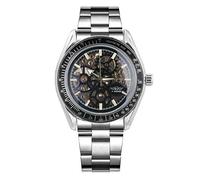 Winner Fashion Blue Military Design Blue Glass Waterproof Watch Mens Automatic Mechanical Skeleton Watches, silver black, Mechanical