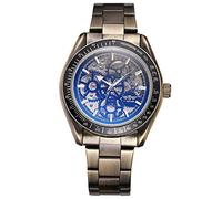 Winner Retro Bronze Military Design Blue Glass Waterproof Mens Watches Automatic Mechanical Watch Skeleton Luxury Male Clock, green black, Mechanical