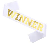 Winner Satin Sash Party Accessory, White And Gold Winner Satin Sashes Celebrate In Style At Parties, Contests, Sporting Events And Competitions, 1st Place Award Sash Grand Prize Ribbon Winner Victory