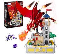 WINNER SPACE Dragons & Treasures Building Block Sets, Guarding Dice Tower Kits, Red Dragon Medieval Castle Sets for Kids 8-12 +, Dragon Model Collection Decor, Idea Gifts for Adult Fans (927 Pcs)