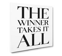 Winner Takes it All Modern Typography Quote Canvas Print | Gallery Wrapped 30mm Frame Wall Art | 14x14 inches | Ready to Hang | Modern Typography Picture | Living Room Bedroom Lounge Office