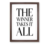 Winner Takes It All Typography Framed Print | A2 Walnut Framed Wall Art | Ready to Hang | Modern Positive Affirmations Picture | Living Room Bedroom Lounge Office