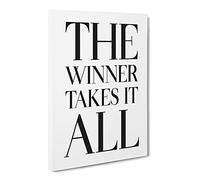 Winner Takes It All Typography Quote Canvas Print | Gallery Wrapped 30mm Frame Wall Art | 24x16 inches | Ready to Hang | Modern Typography Picture | Living Room Bedroom Lounge Office