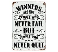 winners Are Not People Who Never Fail Signs Back to School Signs First Day of School Classroom Decor Metal Sign Retro Welcome School Signs for Kids School Party Gifts for Student Teacher 12x8 Inch