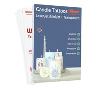 WinnerTransfer A4X5 Sets(A+B) Professional Clear Candles Tattoos for Laser/Inkjet Printer, Printable Transparent Candle Stickers Tattoo Film, Water Slide Transfer Film, Decoration Paper(WT-TaCandle-5)