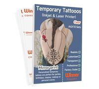 WinnerTransfer Professional Transparent/Clear Printable Temporary Tattoo Paper for Inkjet&Laser Printer A4 10 Sets B) Temp Tattoo Stickers Personalised Realistic Tattoos (WT-Tattoo-1.0-10)