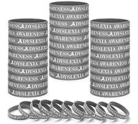 WinnerWhy 100 Pcs Dyslexia Awareness Wristband Silicone Ribbon Bracelets Bulk Inspirational Rubber Bracelets for Dyslexia Irlens, Adhd and Visual Stress School Charity Campaign Supplies