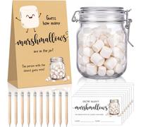 WinnerWhy 112 Pcs Marshmallow Baby Shower Games Guess How Many Marshmallows Sign 100 Small Guessing Game Cards 10 HB Pencils Sealed Jar Baby Shower Favors Decoration for Guests Gender Reveal Party