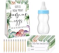 WinnerWhy - 112 pieces baby shower games to guess how many dinosaur eggs, 100 small guessing games, 10 HB pencils, 750ml milk bottle, game gifts for