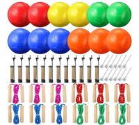 WinnerWhy 12 Sets Operation Christmas Deflated Soccer Ball Bulk with Pump Jump Rope, Outside Soccer Sport Ball 7.25 ft Adjustable Skipping Rope (Colorful,Size 5,Color 3)