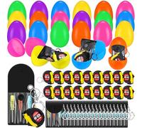 WinnerWhy 18 Packs Easter Eggs Prefilled with Tape Measure Screwdriver Keychain Prefilled Easter Basket Stuffers for Men Adult Gifts Bulk Egg Hunt Party Favors
