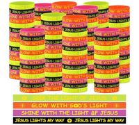 WinnerWhy 200 Pcs Halloween Christian Bracelets Bulk Christian Pumpkin Rubber Bracelets Halloween Jesus Pumpkin Wristbands for Party Supplies Gifts Prize, 4 Designs