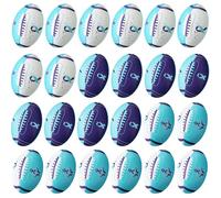 WinnerWhy 24 Pcs Suicide Prevention Awareness Football Parade Throws 3.4 Inch Leather Purple Teal Ribbon Foam Mini Stress Balls Toy for Suicide Prevention Awareness Publicity Event Party Favors