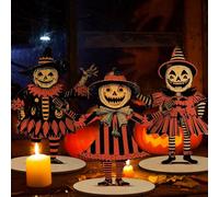 WinnerWhy 3 Pcs 9 x 6 Inch Halloween Table Decor Farmhouse Pumpkin Ghost Wooden Centerpiece Signs Retro Rustic Halloween Table Decorations for Home Tabletop Indoor Holiday Party
