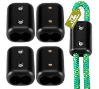 WinnerWhy 4 Pcs Double Rope Clamps Reusable Rope Clamp 1/2 Inch Plastic Rope Connector Black Clamp Suitable for 9-10 mm Double Nylon Rope or Braided Ropes