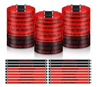 WinnerWhy 45 Pcs Red Ribbon Week Awareness Wristbands Bulk Say No to Drug Red Ribbon Week Friendship Clasp Wristbands Unisex Polyester Wrist Bands for Anti Drugs Events Men Women