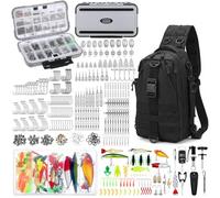 WinnerWhy 484 Pcs Fishing Tools Accessories Kit Include Fish Backpack Fish Hook Lures Hook Remover Lip Gripper for Men Women Fishing Gifts(Black)