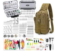 WinnerWhy 484 Pcs Fishing Tools Accessories Kit Include Fish Backpack Fish Hook Lures Hook Remover Lip Gripper for Men Women Fishing Gifts (Brown)