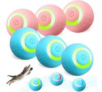 WinnerWhy 6 Pack Interactive Cat Ball Toy for Indoor Automatic Smart Rolling Ball with LED Light 2 Modes Electric Self Rolling Toy for Large and Small Puppy Kitten