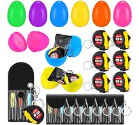 WinnerWhy 6 Packs Easter Eggs Prefilled with Tape Measure Screwdriver Keychain Prefilled Easter Basket Stuffers for Men Adult Gifts Bulk Egg Hunt Party Favors
