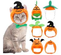WinnerWhy 6 Pcs Halloween Cat Costume Cat Pumpkin Hat Halloween Devil Hat Adjustable Pet Headdress Cap for Party Dress up Kitty Cosplay Costume Accessory