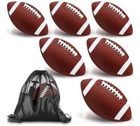 WinnerWhy 6 Pcs Inflatable Footballs Composite Leather Footballs with Pump Official Size Balls for Youth, Junior, Adult, College, High School, American Foot Ball Training Sport Gifts(Size 6)