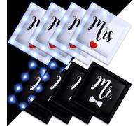 WinnerWhy 8 Pcs LED Wedding Cornhole Bag Includes 4 Black Mr Bags and 4 White Mrs Bags 6 x 6 Inch Light up Cornhole Bean Bags for Cornhole Board Glow in The Dark Cornhole Bag for Wedding Party Game