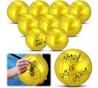 WinnerWhy 9 Pcs Gold Autograph Volleyball Official Mini Trophy Volleyball Golden Custom with Air Pump for Trophies Anniversary College Coaching Senior Nights Gift Awards Party (Size 5)