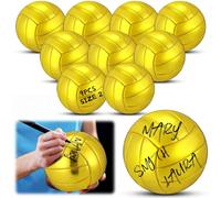 WinnerWhy 9 Pcs Gold Autograph Volleyball Official Mini Trophy Volleyball Golden Custom with Air Pump for Trophies Anniversary College Coaching Senior Nights Gift Awards Party (Size 2)