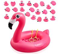 WinnerWhy Flamingo Matching Game Includes Inflatable Pool Pond and 20 Numbered Floating Rubber Flamingo for Festival Carnival Birthday Water Outdoor Game with Pump