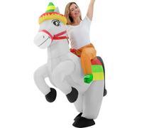 WinnerWhy Inflatable Costumes Adult Blow up Ride-on Fiesta Outfit for Halloween Cosplay Men Women Carnival Taco Luau Party, Yellow, Green, Red, 5-6.2 feet/60-74 inches
