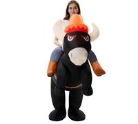 WinnerWhy Inflatable Donkey Costumes Adult Blow up Ride-on Fiesta Outfit for Cinco De Mayo Taco Luau Party Halloween Cosplay(Bull)