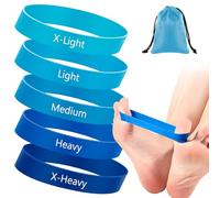 WinnerWhy Set of 5 Toe Stretcher Band Separator Spacer Bunion Correction Hallux Valgus Alignment Foot Stretcher Straightener Resistance Loop Yoga Exercise Foot Care with Carry Bag(Blue)