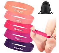WinnerWhy Set of 5 Toe Stretcher Band Separator Spacer Bunion Correction Hallux Valgus Alignment Foot Stretcher Straightener Resistance Loop Yoga Exercise Foot Care with Carry Bag(Pink)