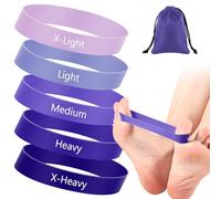 WinnerWhy Set of 5 Toe Stretcher Band Separator Spacer Bunion Correction Hallux Valgus Alignment Foot Stretcher Straightener Resistance Loop Yoga Exercise Foot Care with Carry Bag(Purple)