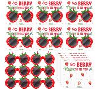 WinnerWhy Strawberry Sunglasses with Berry Card, 1st Birthday Party Gifts for Theme, 1st Birthday Decoration, Pack of 12