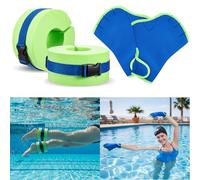 WinnerWhy Water Aerobics Set for Aquatic Exercise 1 Pair Swimming Glove 2 Pcs Foam Swim Aquatic Cuffs Water Weights Pool Resistance Fitness Equipment for Swimming Training Workouts
